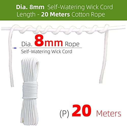 1pcs 4/5/6/8mm Self Watering Cotton Wick Cord Potted Plant Planting Planter Pot Automatic Slow Release, for Garden Drip Irrigation System (Size : 8mmx20m) - Image 2