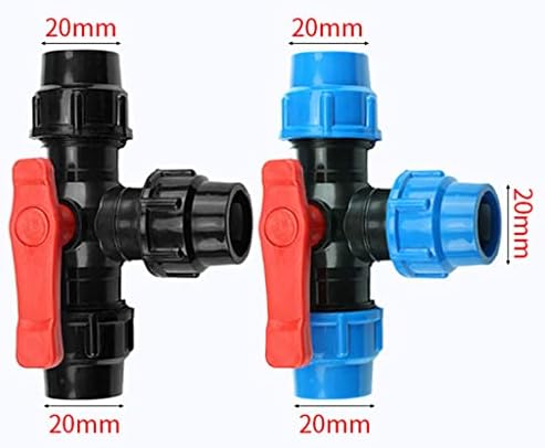PVC Ball Valve,Ball Valve,Water Switch, 1/2" 3/4" 1" 2" Plastic 3 Way Ball Valve, T Type PE Quick Connect Pipe Quick Connector 20/25/32/40/50/63mm, 1pcs(Blue,20mm) - Image 2
