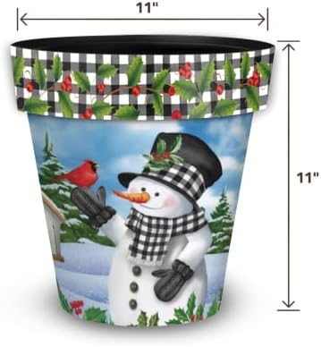 Briarwood Lane Winter Planter 11.75 x 11 x 11 Checkered Snowman Medium - Image 2