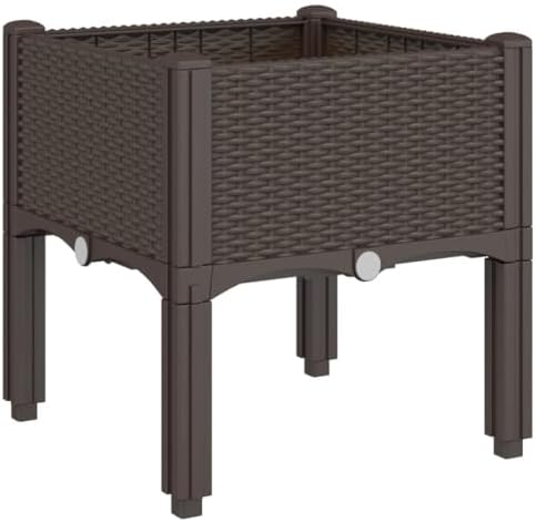 Raised Garden Planter Box with Legs 15.7" Rattan Look Brown by Unknown