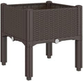 Raised Garden Planter Box with Legs 15.7" Rattan Look Brown by Unknown