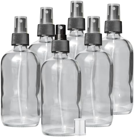 DMSOSTORE Glass Spray Bottles, 8 oz, BPA-Free Fine Mist Sprayer, Chemical-Resistant with Dust Cap, 6-Pack by DMSOSTORE