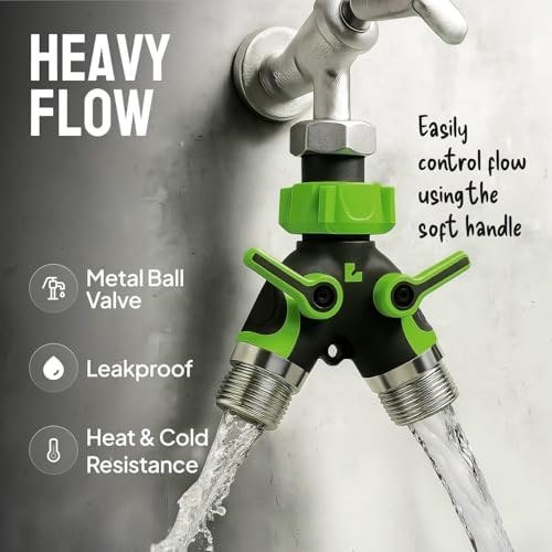 Garden Hose Splitter 2 Way Heavy Duty - Leakproof Full Metal Body Faucet Spigot Splitter (2 pack) - Image 3