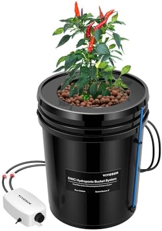 VIVOSUN DWC Hydroponics Grow System with Top Drip Kit 1 Bucket by VIVOSUN