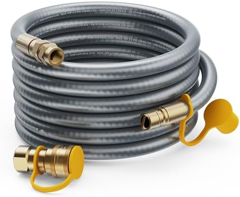 25 FT 1/2 Inch ID Natural Gas Hose with 1/2 Inch Female Flare x Male Quick Connect Plug, Low Pressure Gas Line for Generator, Grill, Patio Heater, Pizza Oven by PoweringYourReliableEnergy