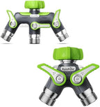 RAINPOINT Hose Splitter, 2Way&3Way Set, 100% Metal Heavy Duty Garden Hose Splitter With 1.9" Extra Long Handle & Individual Shut Off, 3/4 Inch GHT Thread Water Hose Connector For Outdoor Spigot Faucet by RainPoint