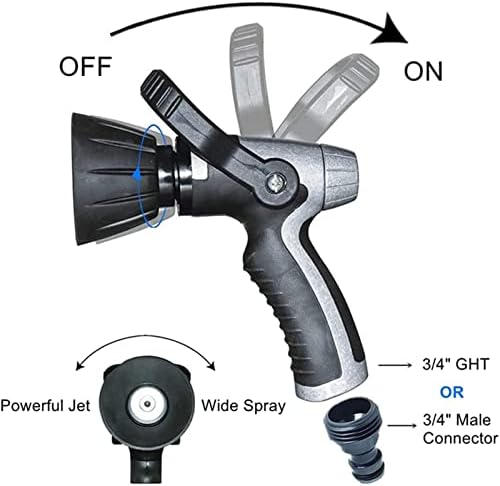 Xiaochen Heavy Duty Adjustable Garden Hose Nozzle Garden Hose Nozzle Sprayer for 3/4 Inches GHT, Heavy Duty Water Hose Nozzle for Washing High Pressure Adjustable Sprayer - Image 4