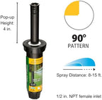 Rain Bird 1804DSQ4PK Professional Dual Spray Pop-Up Sprinkler, 90° Quarter Circle Pattern, 8' - 15' Spray Distance, 4" Pop-up Height, 4-Pack - Image 2