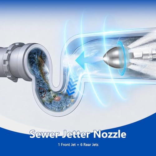 3/8" NPT Sewer Jetter Nozzle, Stainless Steel, 3000 PSI, 40 L/Min - Image 4