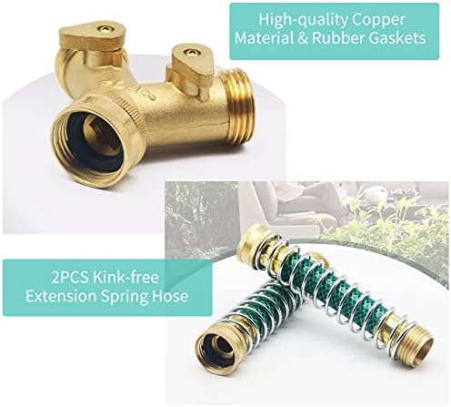 Garden Hose Splitter, 2 Way Y Connector Faucet Diverter, 3/4 Inch Copper - Image 5