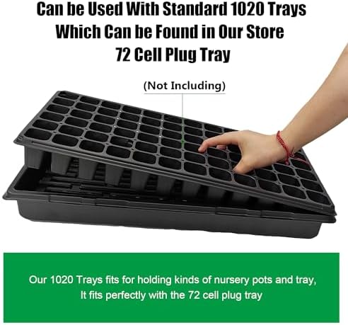 RooTrimmer Plant Growing Nursery, Standard 1020 Trays Plastic Sturdy Farmer Self Seedling Tray for Microgreens Indoor Nursery Pots Transplantation (5-Pack, 21.6"×11.2", 2.52" Deep, no Holes) - Image 3
