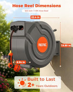 5/8 in 115 ft Retractable Garden Hose Reel with 9-Pattern Sprayer Nozzle - Image 6