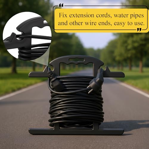 Ripeng 3 Pcs Heavy Duty Extension Cord and Hose Reel with Carrying Handle, Durable ABS H-shape Design Fits 100ft Cord Cable or Water Hose, 50ft Soaker Tube Management (Black) - Image 5