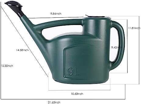 2+ Gallon Watering Can for Outdoor Plants,Large Garden Watering Can with Long Spout, Lid and Detachable Sprinkler Head, Leak Proof Heavy Duty Plastic Watering Pot for Indoor Plants - 9L - Image 2