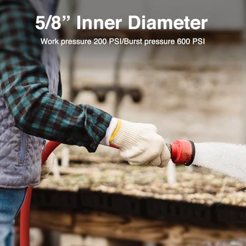 SPECILITE 5/8" x 100FT Hot/Cold Rubber Garden Water Hose, -50℉-190℉, Red - Image 6