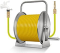 Wall/Floor Mount Hose Reel 1/2 Inch Garden Hose, Hose Butler Stainless Steel Water Hose Rack with spray gun and accessories, Portable Hose Stand Patio Hose Hanger, Hose Holder Storage Swivel Bracket by Doorhighpeak
