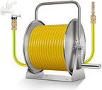 Wall/Floor Mount Hose Reel 1/2 Inch Garden Hose, Hose Butler Stainless Steel Water Hose Rack with spray gun and accessories, Portable Hose Stand Patio Hose Hanger, Hose Holder Storage Swivel Bracket by Doorhighpeak