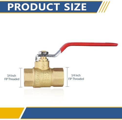 5PCS GUOFIS 3/4" Full Port Brass FIP Ball Valve,600 WOG Valve,Red Handle - Image 2