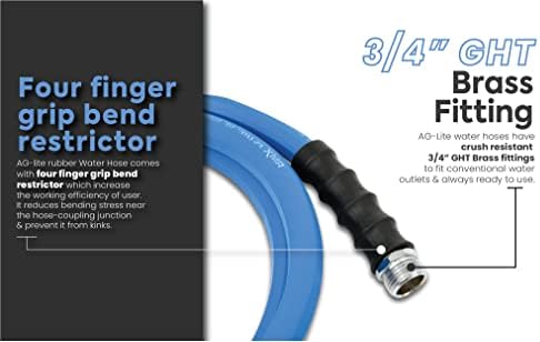 AG-LITE BSALONE15 1" x 15' Hot/Cold Water Rubber Garden Hose, 100% Rubber, Ultra-Light, Super Strong, 500 PSI, 50F to 190F Degrees, High Strength Polyester Braided, 2x Water Flow - Image 4