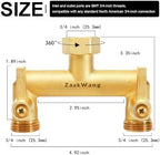 Heavy Duty Brass 2-Way Garden Hose Splitter, 3/4" GHT Threads, Metal Shutoff Valve, Long Handle（2 pack） - Image 3