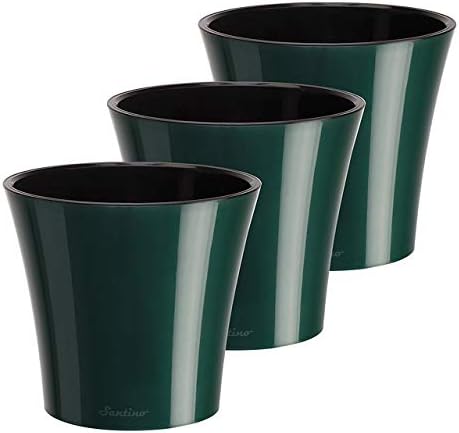 Santino 8.6" ARTE Self Watering Planter (Set of 3) in Green/Black - Indoor Flower Pot for All House Plants, Flowers, Herbs, Succulents, Orchideas, Dahlias and African Violets by Smart+Planters