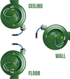 RMX BluSeal Auto Retractable Water Hose Reel with Hot & Cold Water Rubber Garden Hose, Spray Nozzle - Ultra Light, Super Strong with 6' Lead-in Hose (5/8” x 50’ Green) - Image 5