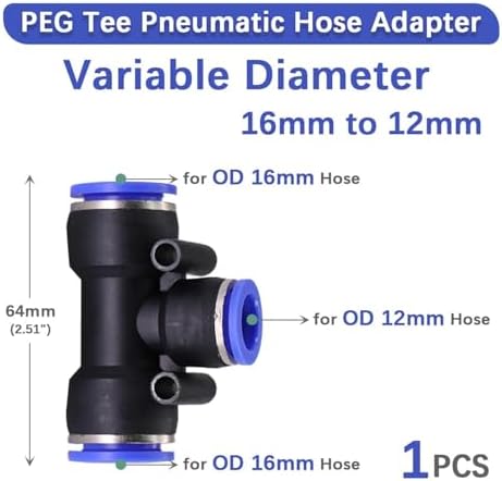 For Variable Diameter For Tee Hose Adapter Slip Lock For Pneumatic Tube Fittings For Quick Insert For DIY For Garden Irrigation For Connect Repair 1 Pcs/5 Pcs(PEG 16mm to 12mm,5 pcs) - Image 2