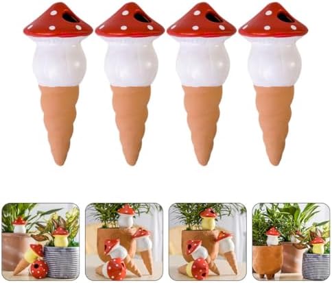4Pcs Ceramic Self Watering Mushroom Stakes for Plants - Image 7