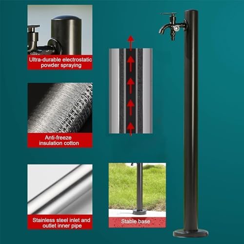 Floor Mounted Faucet Outdoor Water Pipe Vertical Fountain Irrigation Column,Stainless Steel Outdoor Water Column Faucet - Large Antifreeze Garden Watering Solution for Irrigation - Durable F - Image 2