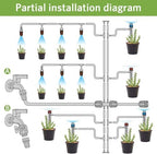 MIXC 226FT Greenhouse Micro Drip Irrigation Kit, Automatic Patio Plant Watering System with 1/4" & 1/2" Tubing, Adjustable Nozzles, Emitters, & Barbed Fittings for Efficient Irrigation - Image 5