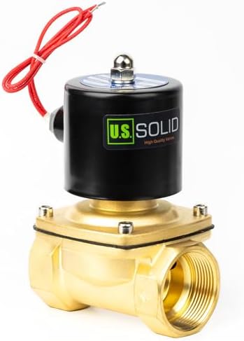 U.S. Solid 1-1/2 in Brass Electric Solenoid Valve, AC 110 V, Normally Closed, FKM Seal, 29 Cv, Semi-Direct, for Air Gas Fuel and Oil by USSolid