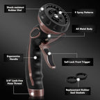 RESTMO Hose Nozzle with Easy Self-Lock Trigger, Heavy Duty Metal Water Hose Sprayer with 9 Spray Patterns and On/Off Valve, High Pressure | Thumb Flow Control, Ideal for Outdoor Lawn & Plant Watering - Image 6