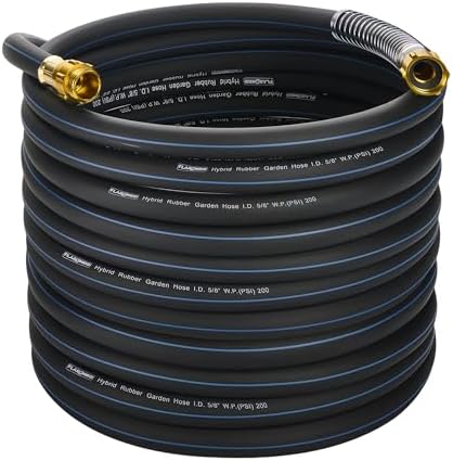5/8 IN. × 90FT. Heavy Duty Hybrid Rubber Garden Hose, High Flow 5/8" I.D. No Memory Durable Lightweight Water Hose for Watering, Irrigation, Water Transfer Pump by Flaronro