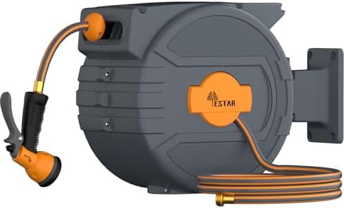 Retractable Garden Hose Reel 1/2 in x82 ft,Auto Slow Rewind System by Garden