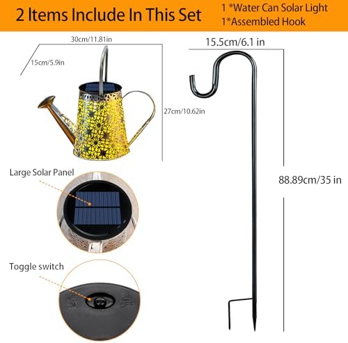 VOOKRY Solar Watering Can Lights, Outdoor Large Hanging Lantern Waterproof, Multicolor Retro Metal Solar Lights for Patio Yard Porch Lawn Garden Christmas Decor Gifts for Mom Women Grandma Birthday - Image 3