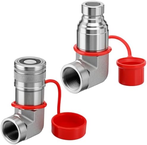 90° Elbow Flat Face Hydraulic Coupler, 1/2" Body Size x 3/4" NPT by Metlead