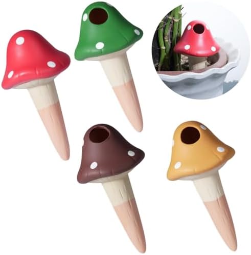 4Pcs Terracotta Self Watering Spikes, Mushroom Shaped Plant Watering Globes for Indoor and Outdoor Plants, Automatic Insert Water Stakes for Potted Garden Plants, Cute Plant Watering Devices by Unknown