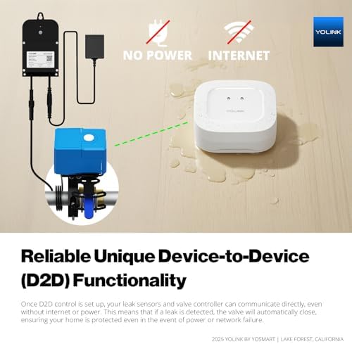 YoLink Smart Water Leak Protection System Kit: Bulldog Valve Robot, Smart Valve Controller 2, 3 Water Leak Sensors, Hub - Image 2