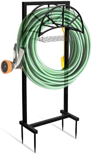 Garden Hose Holder, Metal Hose Storage Rack Holds 150Ft Hose, Freestanding Water Hose Reel Stand for Outside Garden Yard Lawn by Socpuro