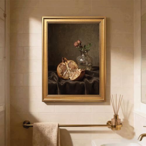 Gold Vintage Framed Still Life Pomegranate and Rose Wall Art Print - Image 5