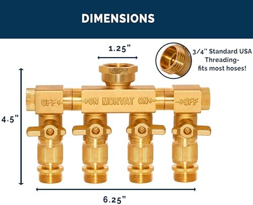 Morvat Heavy Duty 4 Way Brass Hose Splitter, Quick Connector Rotating Arms - Image 6