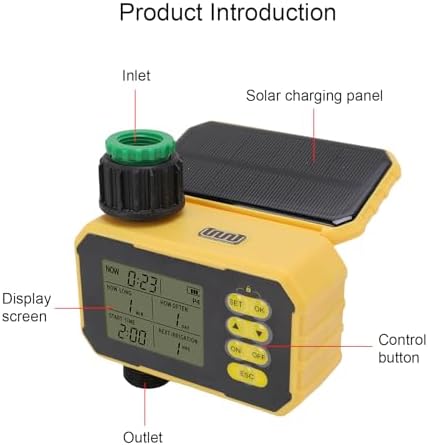 Luocute Adjustable Solar Panel, Rain Sensor, Programmable Water Timer, Garden Hose Watering Timer with Type C Port for Villa Courtyards, Balcony Gardens, and Rooftop Gardens - Image 4