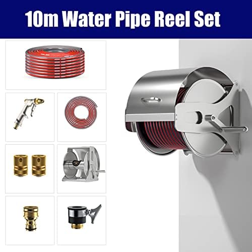 Garden Hose Reel 1/2 Inch Heavy Duty Hose, Outdoor Portable Stainless Steel Hose Storage Stand with Crank, Wall/Floor Mounted Water Pipe Car Roll Hose Holder, Patio Hoses Butler Rack Swivel Bracket - Image 2