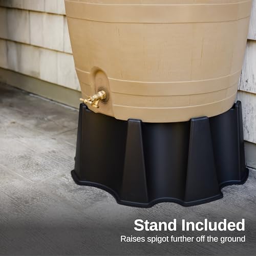 RTS Home Accents 50-Gallon Rain Barrel, Flat Back Rain Water Collection Barrel, Stand Included, Oak Color - Image 6