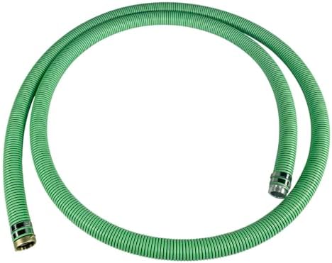 Gloxco Heavy Duty EPDM All Weather Suction Hose Assembly, Black Tube, Lime Green Helix, 2" Inside Diameter with Male x Female NPSM Pinlug Fittings Installed, 25 ft Length - Image 2