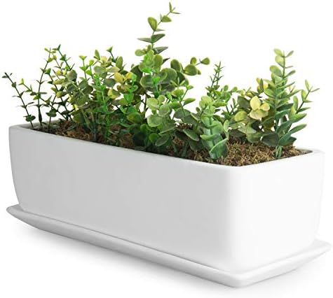 MyGift 14 Inch Unglazed White Ceramic Indoor Plant Pot with Drainage Hole by MyGiftHome