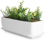 MyGift 14 Inch Unglazed White Ceramic Indoor Plant Pot with Drainage Hole by MyGiftHome