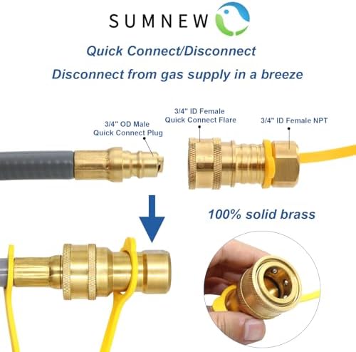 36 Feet 1/2-Inch ID Natural Gas Hose with Quick Connect Fitting for weber, charbroi, Grill, Pizza Oven, Patio Heater and More NG Appliance, Propane to Natural Gas Conversion Kit - CSA Certified - Image 3