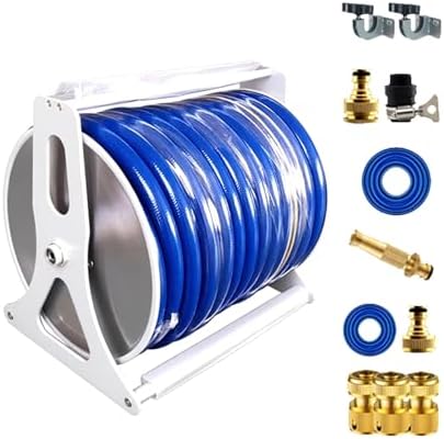 Retractable Hose Winder Set，Stainless Steel Garden Hose Reel Cart Hanger，Suitable for Outdoor Gardens, Courtyards, Lawns, Farms, and Terraces, Easy to Install.(35m) by Unknown