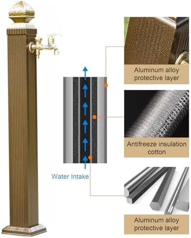 Aluminum Vertical Garden Water Column, Floor Mounted Outdoor Faucet with Hose Holder, Free Standing Hydrant for Irrigation and Watering(Red) - Image 3